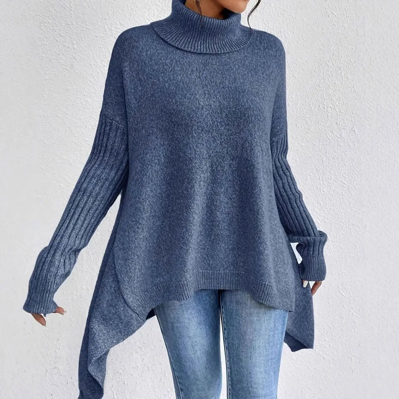 Pemberton Women's Oversized Cashmere Turtleneck Jumper Longline Knit