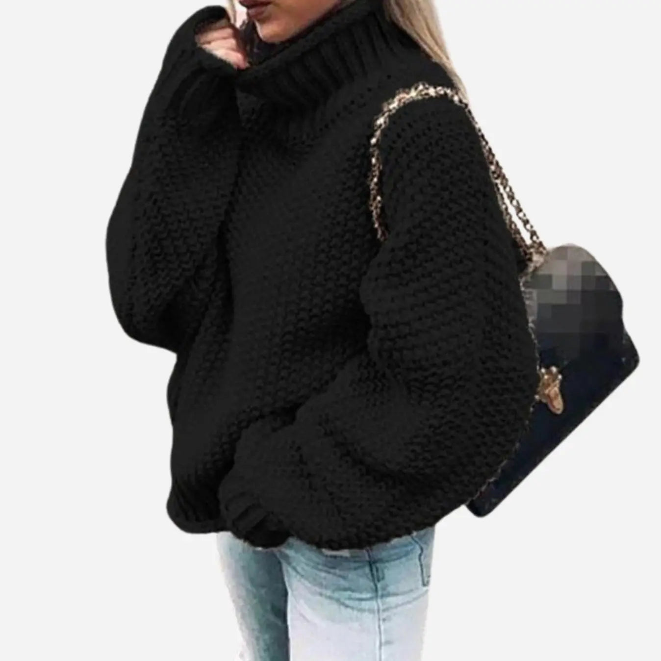 Wellington Women's Oversized Chunky Turtleneck Knit Jumper