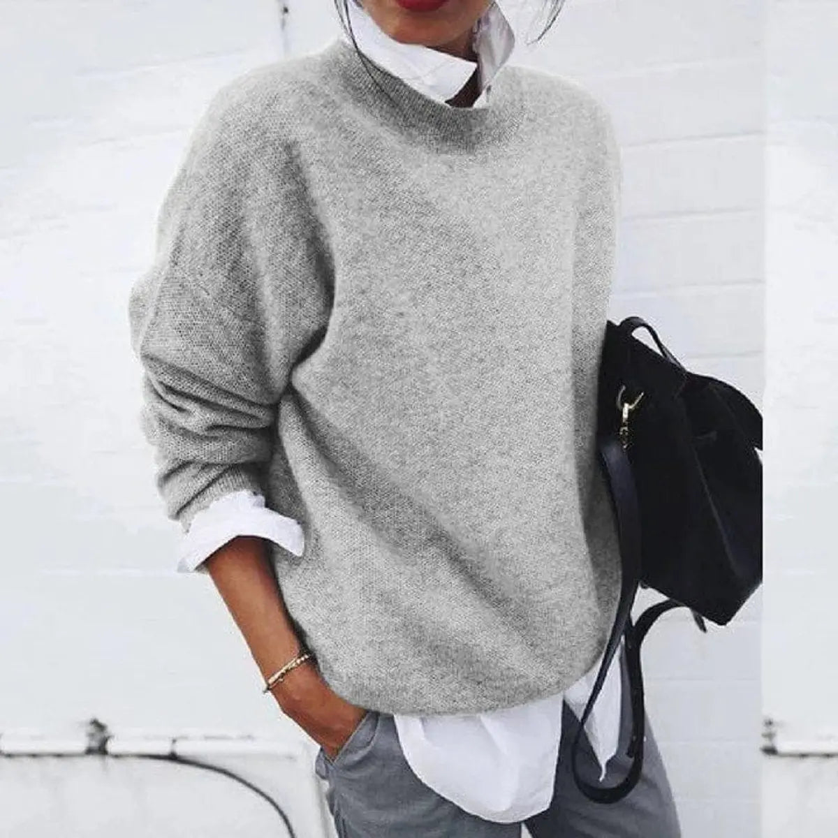Carrington Women's Oversized Crew Neck Soft Knit Sweater Jumper