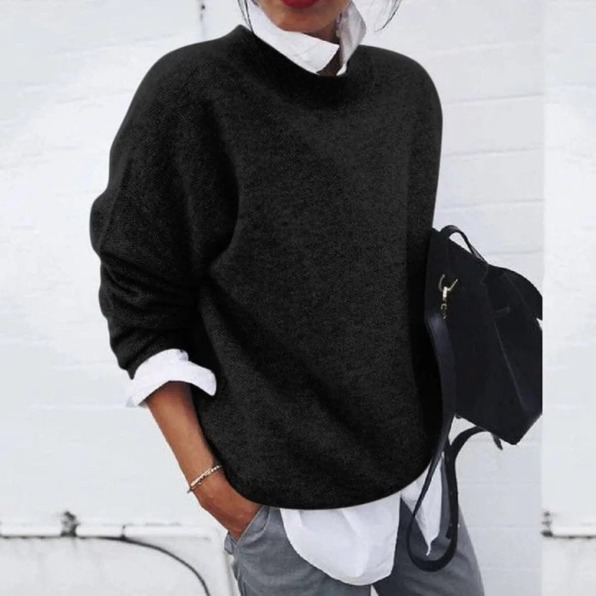 Carrington Women's Oversized Crew Neck Soft Knit Sweater Jumper