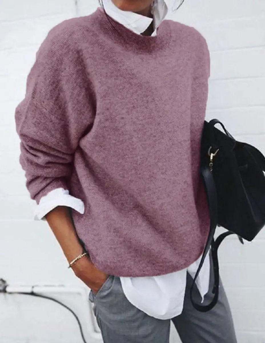 Carrington Women's Oversized Crew Neck Soft Knit Sweater Jumper