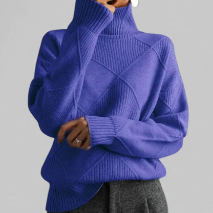 Stanton Women's Oversized Diamond-Knit Turtlenecks Sweater