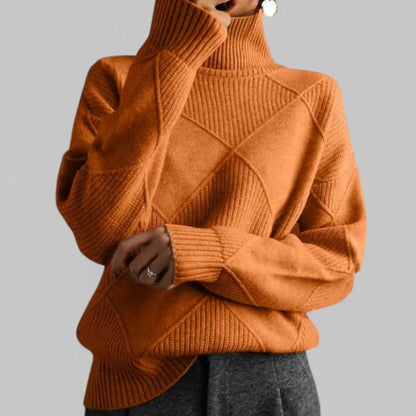 Stanton Women's Oversized Diamond-Knit Turtlenecks Sweater