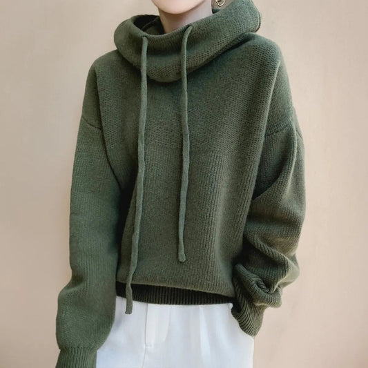 Easton Women's Oversized Hooded Knit Turtleneck Sweater