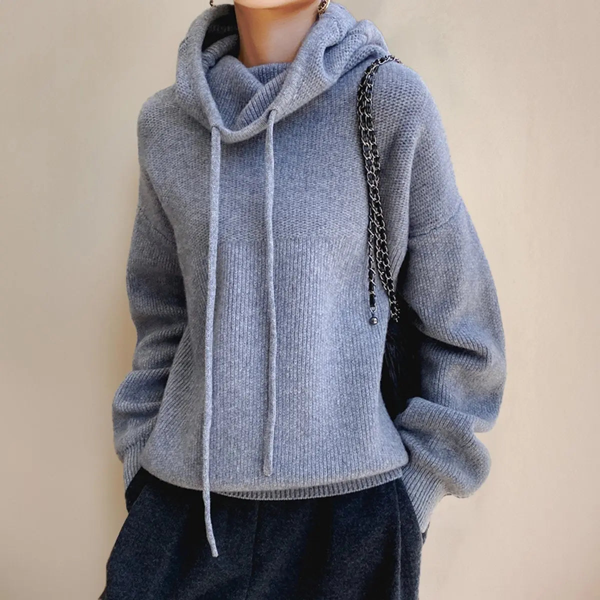 Easton Women's Oversized Hooded Knit Turtleneck Sweater