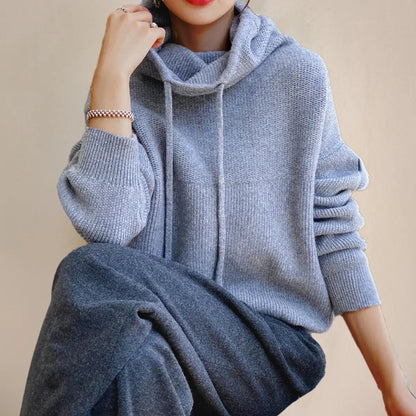 Easton Women's Oversized Hooded Knit Turtleneck Sweater