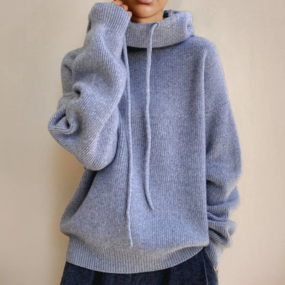 Easton Women's Oversized Hooded Knit Turtleneck Sweater