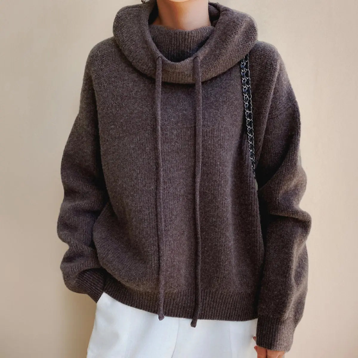 Easton Women's Oversized Hooded Knit Turtleneck Sweater