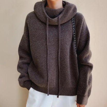 Easton Women's Oversized Hooded Knit Turtleneck Sweater