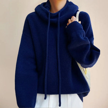 Easton Women's Oversized Hooded Knit Turtleneck Sweater