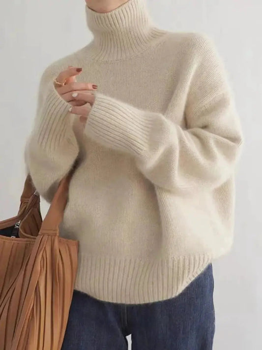 Langton Women's Oversized Turtleneck Cashmere Knit Sweater Jumper