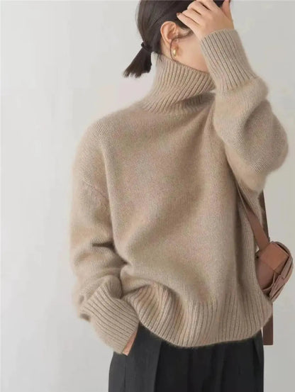 Langton Women's Oversized Turtleneck Cashmere Knit Sweater Jumper