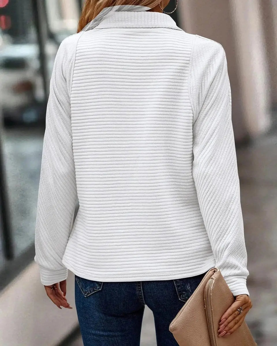 Alderton Women's Quarter-Zip Ribbed Pullover Sweater Stand Collar