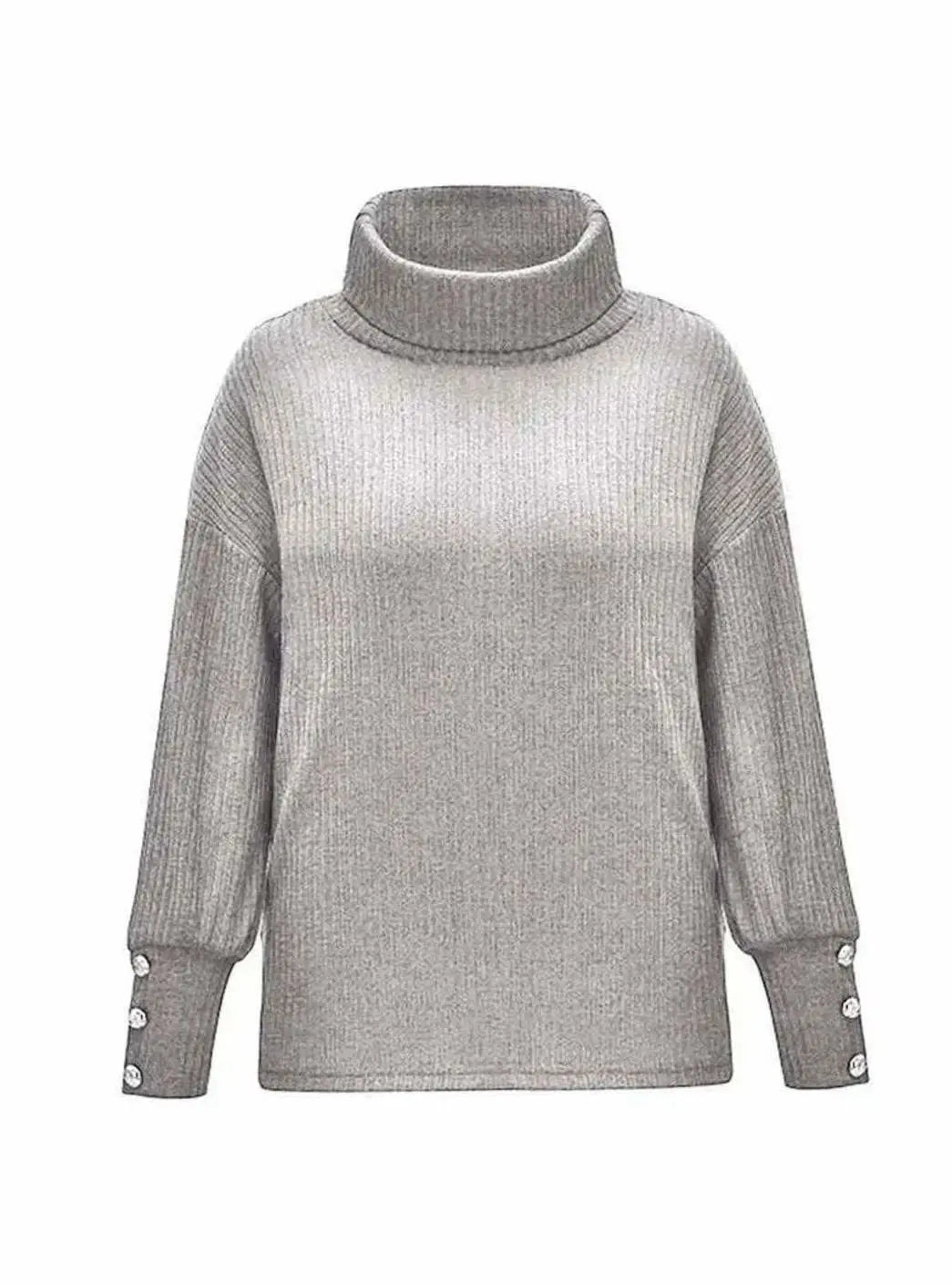 Preston Women's Ribbed Cowl Neck Sweater Button-Cuff Knit Jumper
