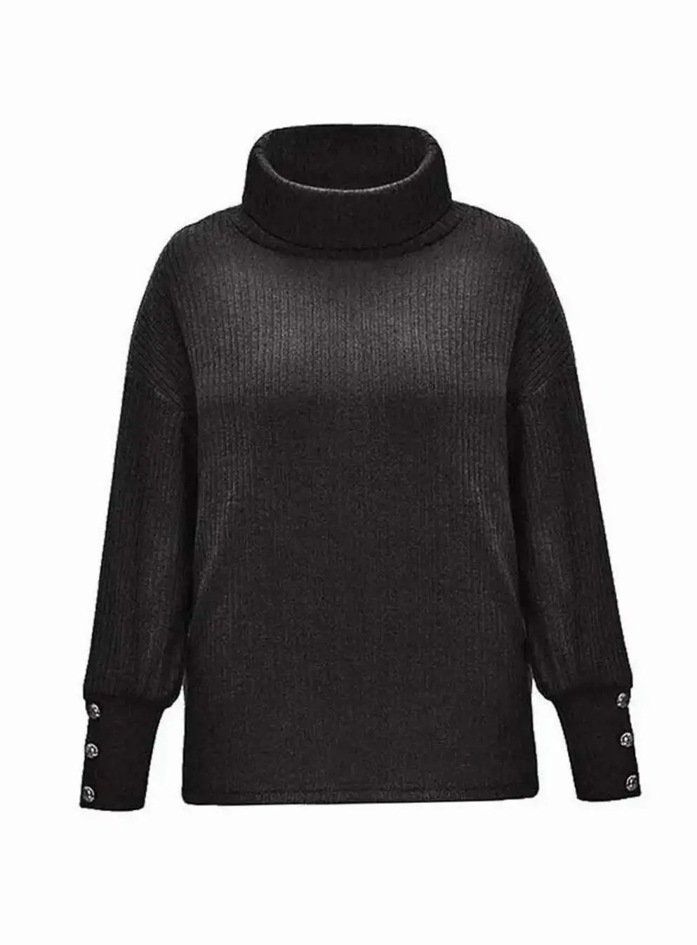 Preston Women's Ribbed Cowl Neck Sweater Button-Cuff Knit Jumper