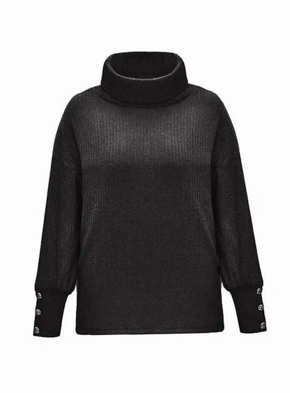 Preston Women's Ribbed Cowl Neck Sweater Button-Cuff Knit Jumper