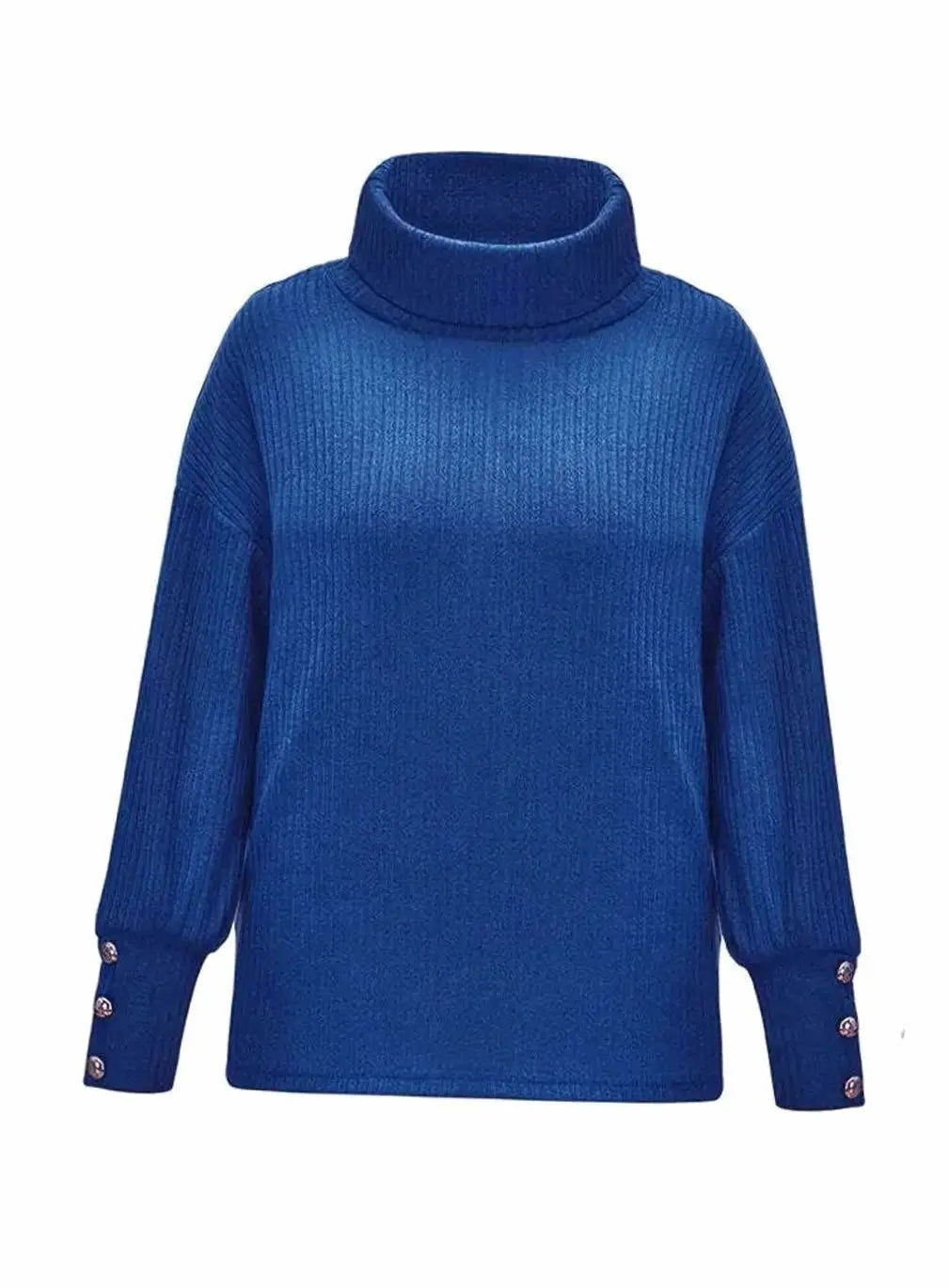 Preston Women's Ribbed Cowl Neck Sweater Button-Cuff Knit Jumper