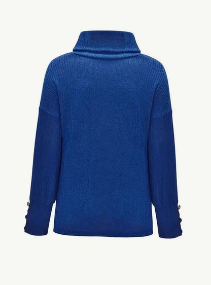 Preston Women's Ribbed Cowl Neck Sweater Button-Cuff Knit Jumper
