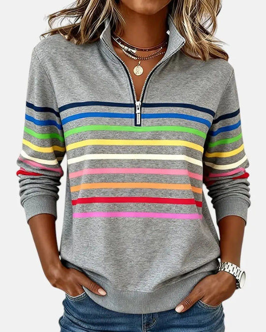 Oakhampton Women's Zip Jumper Quarter Zip Pullover Relaxed Fit