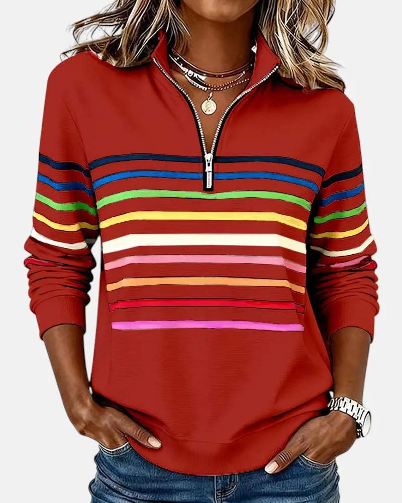 Oakhampton Women's Zip Jumper Quarter Zip Pullover Relaxed Fit