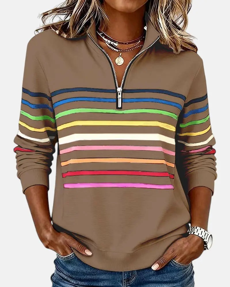 Oakhampton Women's Zip Jumper Quarter Zip Pullover Relaxed Fit