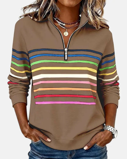 Oakhampton Women's Zip Jumper Quarter Zip Pullover Relaxed Fit