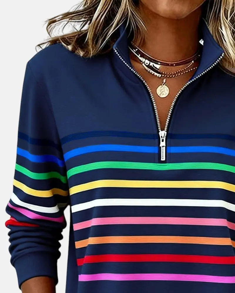 Oakhampton Women's Zip Jumper Quarter Zip Pullover Relaxed Fit